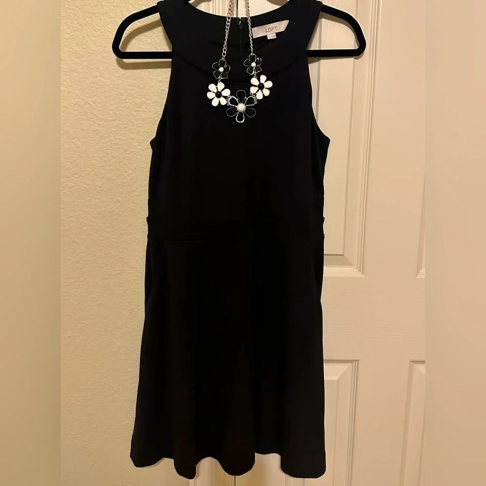 Loft Brand Black Knight T Sleeveless Dress With Built In Waistband Detail